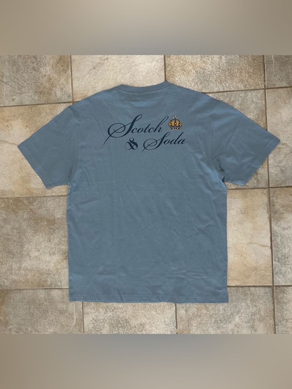 Sold! Scotch & Soda Slate Blue Script Back Logo Tee